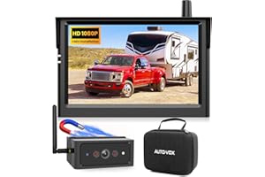 AUTO-VOX AUTO VOX Wireless Backup Camera Magnetic: 5" Portable No Wiring 1 Min Install Trailer Hitch Camera, 2-Channel HD 1080P Car Monitor & IR Night Vision Back Up Camera Systems for Truck, RV, Camper