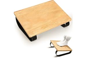EVFIUHA Ergonomic Under Desk Footrest - Pain Relief & Leg Support for Office, Home & Gaming (Dark wood)