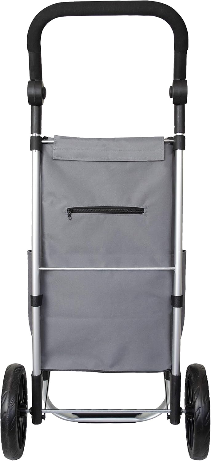 Aluminium Frame Shopping Trolley (Grey with Adjustable Handle) BigaMart