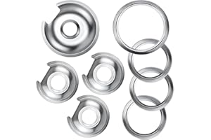 Electric Stove Burner Drip Pan 1 Large 8 Inch WB32X10013 &3 Small 6 Inch WB32X10012 Chrome Drip Pans with 4 Pcs Trim Rings by Blutoget- Fit for GE Hotpoint Stove Drip Pans - 4 Drip Pans &4 Rings