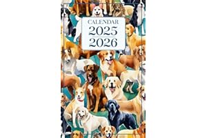 pocket calendar 2025-2026 for purse: 2 year pocket planner monthly 25-26 | Dogs Seamless Small Size Soft Cover - 4 x 6.5 Inch