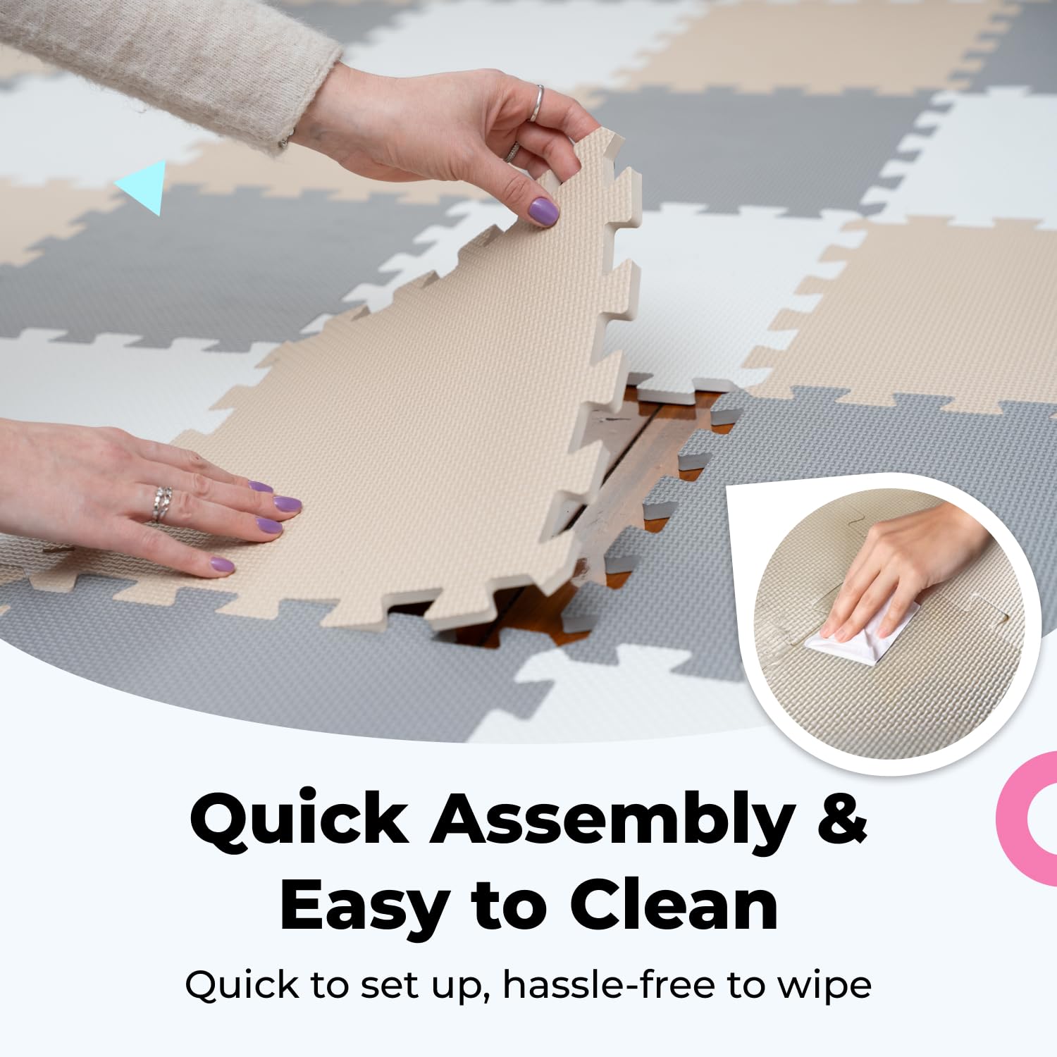 MioTetto Baby Play Mat, Soft Foam Floor Tiles for Kids. Adjustable Interlocking Foam Tiles, Fits with 50x50 Playpen Baby mat for Crawling & Development, Safe & Non-Toxic Playmat for Babies 6-12 Months