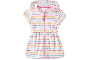 Cyndeelee Girls Hooded Swimsuit Coverups Zip-Up Absorbent Terry Swim Cover Up, Size 2T-16