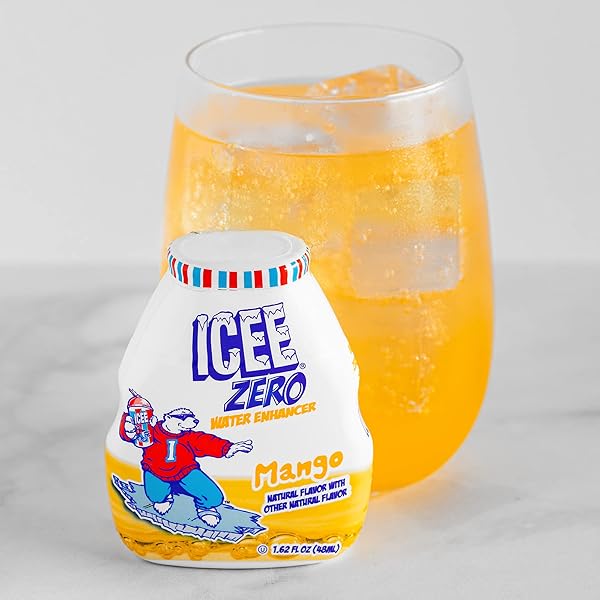 ICEE ZERO CALORIE CHERRY, BLUE RASPBERRY, ORANGE AND MANGO LIQUID WATER ENHANCER DRINK MIX, NATURAL FLAVOR DROPS, SUGAR FREE, 1.62 FL OZ CONCENTRATE (48 ML) – 4 ULTIMATE VARIETY PACK