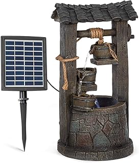 blumfeldt Speyer Kaskadenbrunnen Solarbrunnen Gartenbrunnen Zierbrunnen,Solarbetrieb,4 Kaskadenstufen,Indoor & Outdoor,Solarpanel: 9 V / 2,8 W / 17,5 x 14 cm,frostbeständig