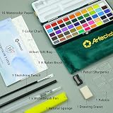 Artecho Watercolor Paint Set 50 Colors Portable Box Includes 4 Fluorescent view 3