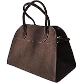 Large Suede Tote Bag For Women,Suede Retro Shoulder Bag,Crossbody Bag Faux Leather Handbag Trendy Work With shoulder strap