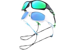 GLARDEFE Kids Youth Baseball Sunglasses – Unbreakable Flexible Polarized Sports Sunglasses with Strap for Boys Girls Age 4-12