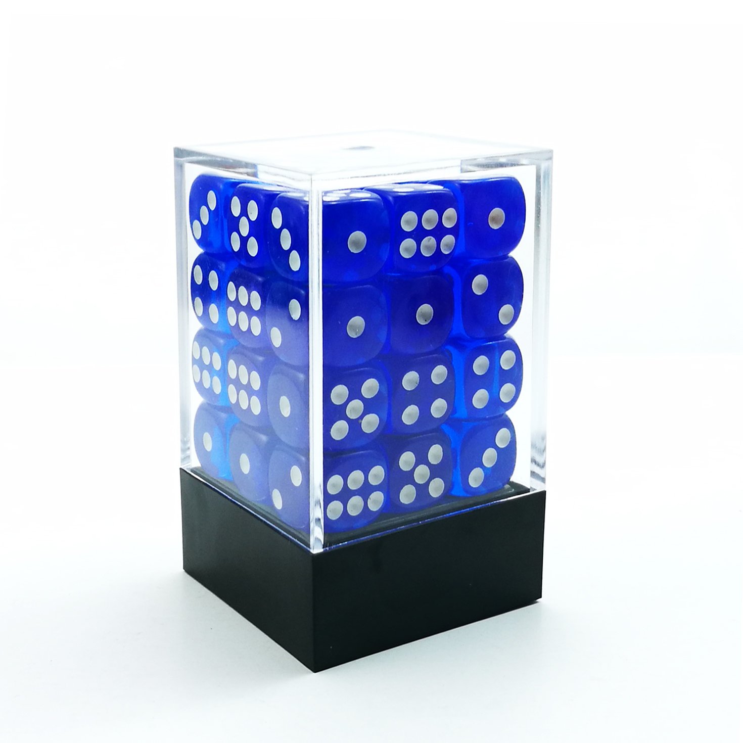Bescon 12mm 6 Sided Dice 36 in Brick Box,12mm Six Sided Die (36) Block of Dice, Translucent Royal Blue With White Pips