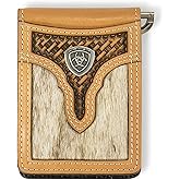 ARIAT Bifold Money Clip Calf Hair Basketweave Wallet, Natural