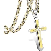LOLIAS Black 14K Gold Plated 𝐂𝐫𝐨𝐬𝐬 𝐍𝐞𝐜𝐤𝐥𝐚𝐜𝐞 for Men Stainless Steel 𝐁𝐲𝐳𝐚𝐧𝐭𝐢𝐧𝐞 Chain With Cross Pendant Necklace 𝐌𝐞𝐧𝐬 𝐆𝐢𝐟𝐭 22-30Inch