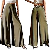 Lorvixea Chiffon Pants for Women,Women’s Chiffon Palazzo Pants,High Waisted Wide Leg Flowy Dress Pants with Pockets