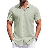 COOFANDY Mens Short Sleeve Button Down Shirts Wrinkle Free Dress Shirt for Men Casual Untucked Shirt with Pocket