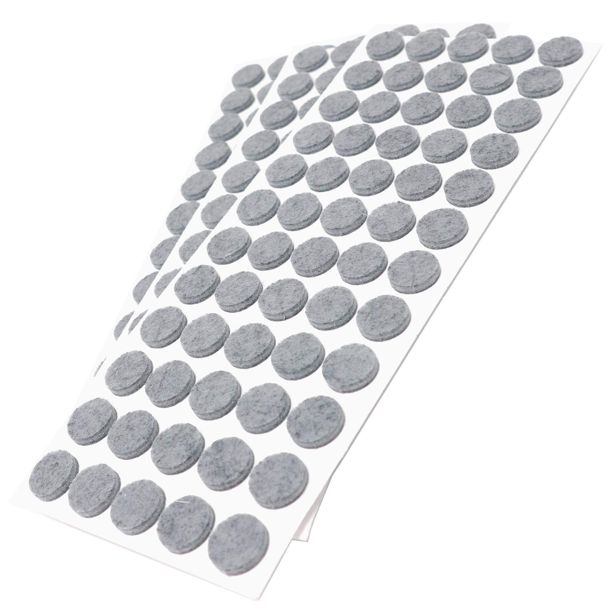 Adsamm® / 180 x self-adhesive felt pads/Grey/ø 0.55'' (ø 14 mm) / round / 0.138'' / 3.5 mm thick stick-on furniture felt glides/Furniture & Chair Glides
