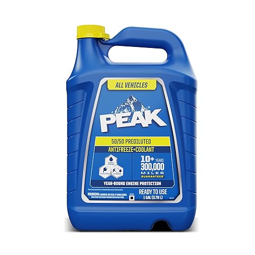 PEAK All Vehicles 50/50 Prediluted Antifreeze and Coolant for All Engine Cooling Systems, Long-Lasting Yellow Engine Coolant/Antifreeze for Year-Round Engine Protection, 1 Gal.