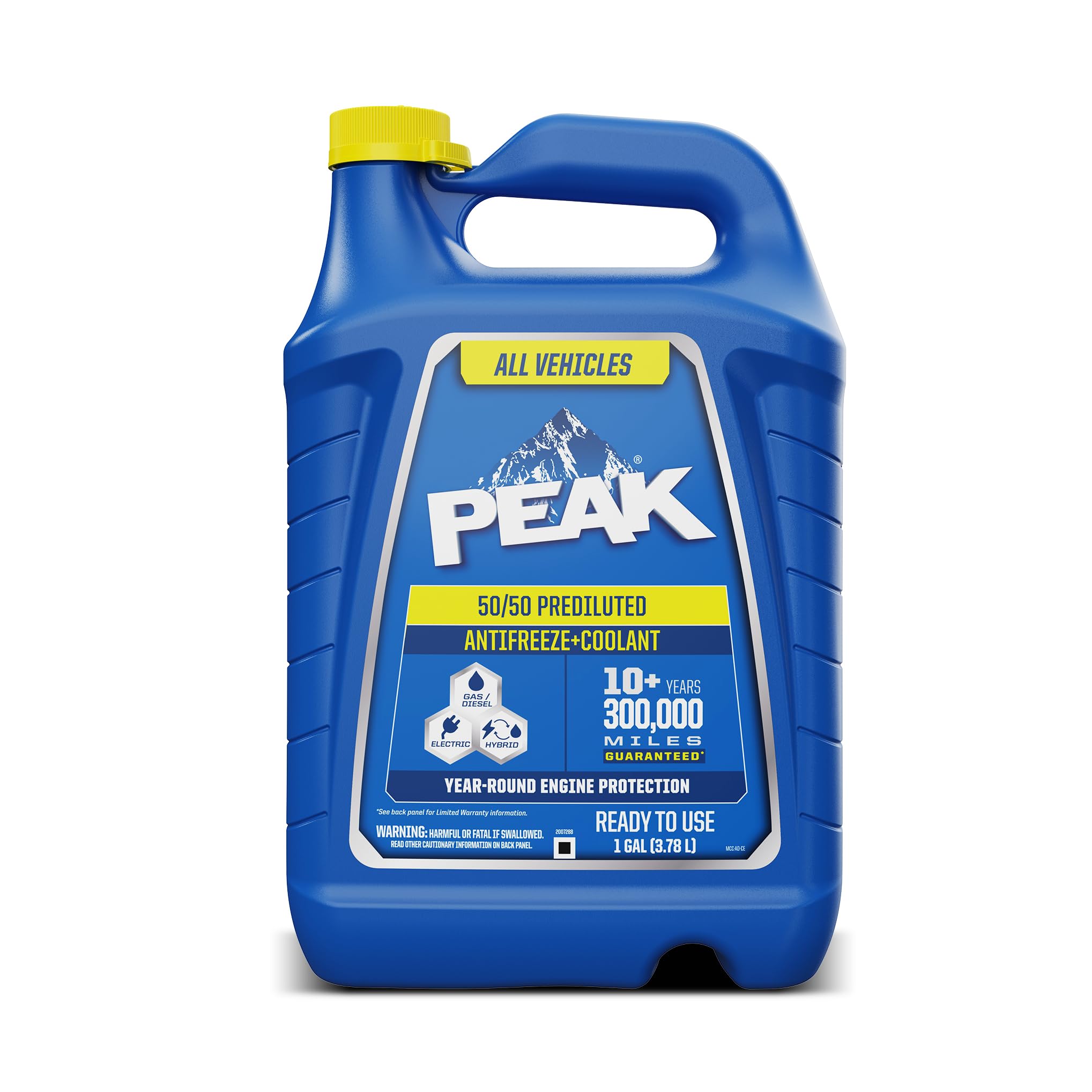 Photo 1 of PEAK All Vehicles 50/50 Prediluted Antifreeze and Coolant for All Engine Cooling Systems, Long-Lasting Yellow Engine Coolant/Antifreeze for Year-Round Engine Protection, 1 Gal.
