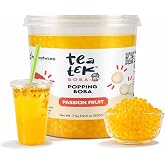 Tea Tek 7 Pound Popping Boba, 1 Count Vegan Passion Fruit Popping Pearl Jar - No Cooking Required, No Gluten, Edible Bursting Boba, Resealable Jar, For Tea, Smoothies
