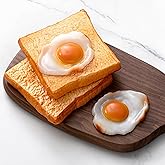 Soulchen 4 Pcs Fake Prop Food with Fake Bread and Fried Egg Realistic Artificial Simulation Toast Faux Egg Model for Home Kitchen Cabinet Shops Display Photography Sample Prank Prop