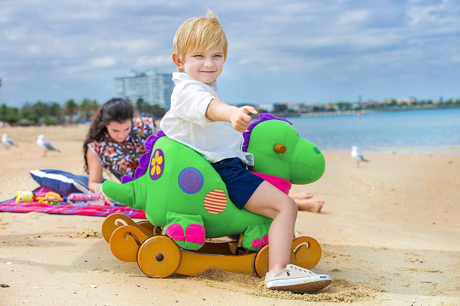  Labebe Baby Rocking Horse, Dinosaur Ride On Toy, Kid Green Dinosaur