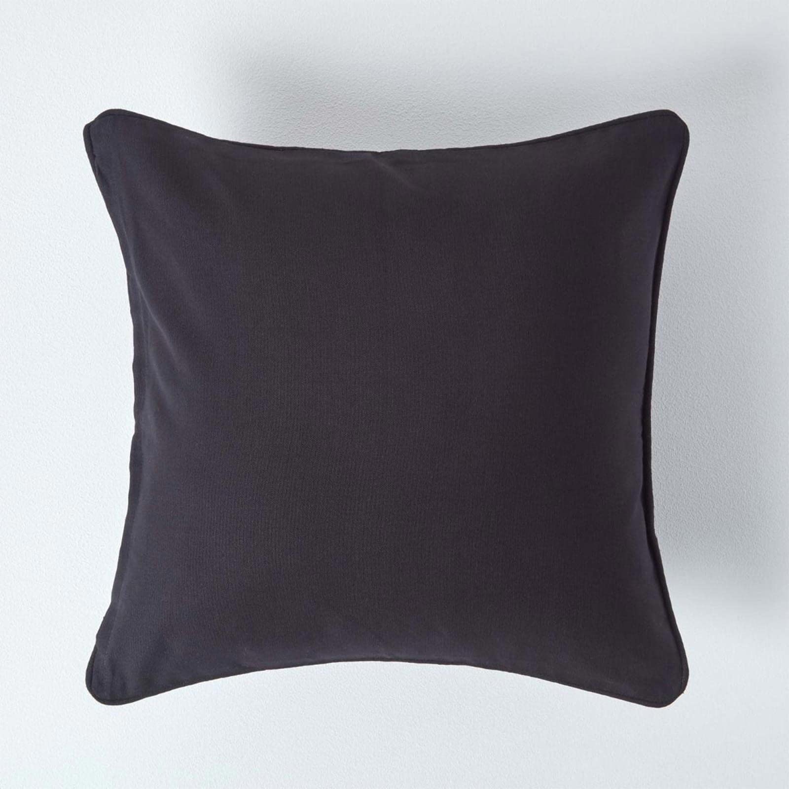 HOMESCAPES - 100% Cotton Plain Black Cushion Cover- 45 x 45 cm Square - 18 x 18 Inches - Sofa Cushion Pillow Cover - Washable โ image 1