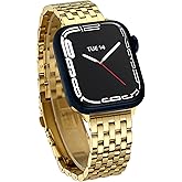 Seven-link Watch Band for Apple Watch Series 11, 10, 9, 8, 7, 6, 5, 4, 3, 2, 1 and SE 3/2/1 for Women, Dressy Stainless Steel Metal Band for Apple Watch 40mm 41mm 42mm 38mm 44mm 45mm 46mm for iWatch