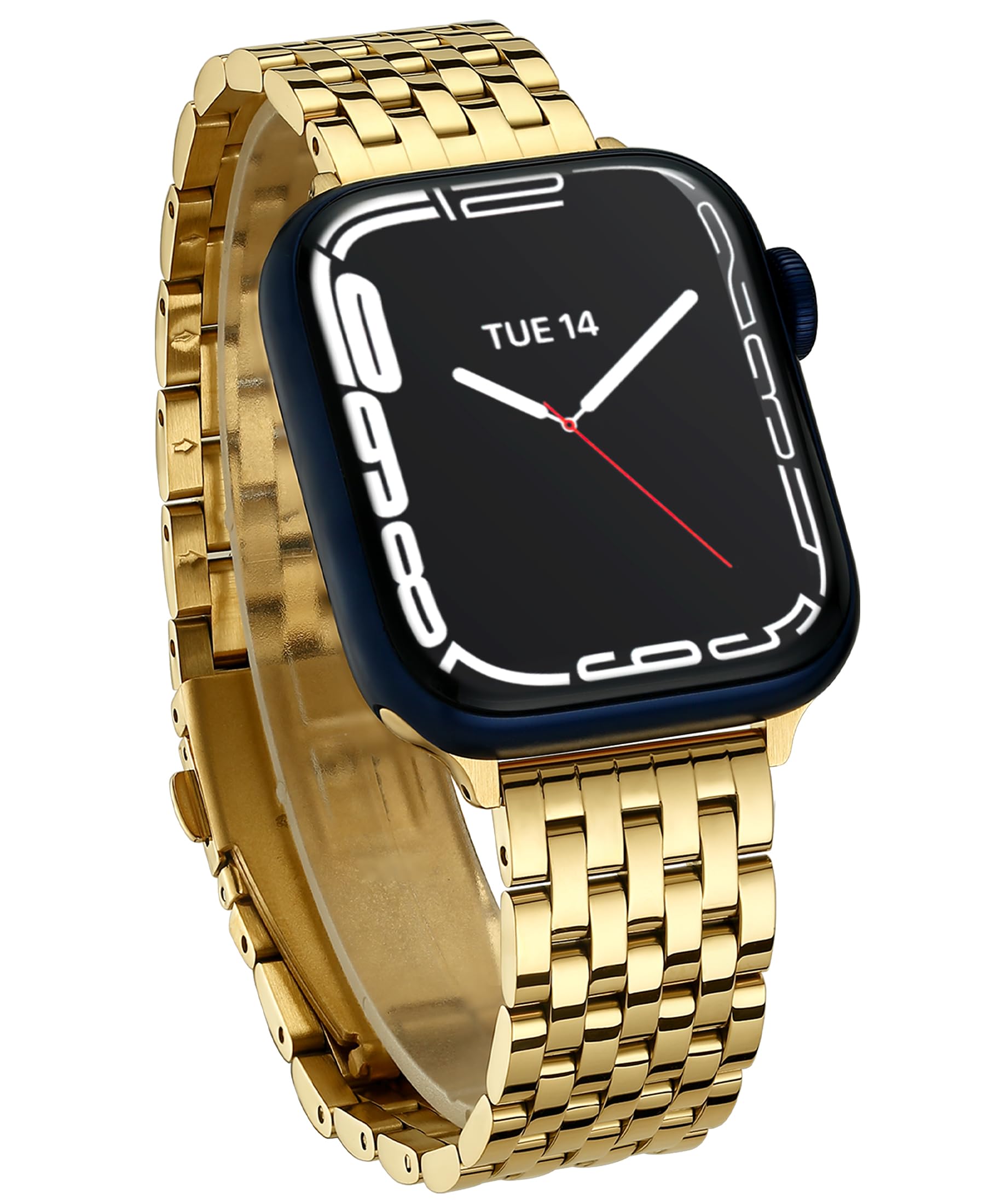 Photo 1 of Seven-link Watch Bands for Apple Watch 10,Se,9,8,7,6,5,4,3,2,1 for Women, Dressy Stainless Steel Metal Band for Apple Watch 40mm 41mm 42mm 38mm for iWatch, 18K Yellow Gold