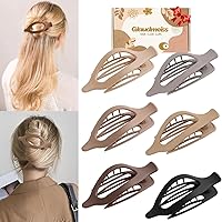 6 Packs Flat Claw Clips for Women, French Concord Flat Hair Clip, Matte Curved Hair Claws Clip for Thin Thick Hair, Lay Down