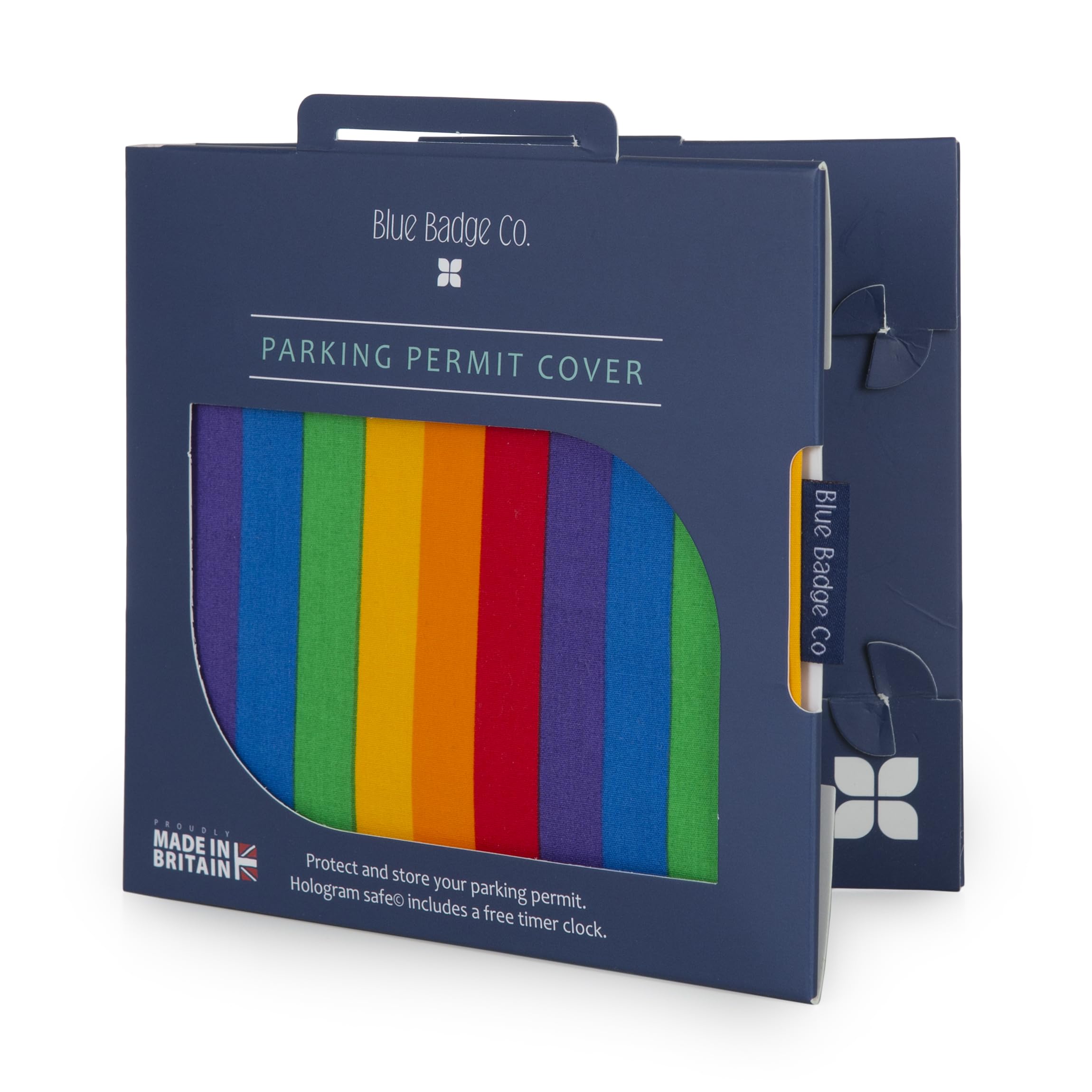 Blue Badge Co Rainbow Print Fabric Hologram-Safe Wallet Disabled Parking Permit Cover Holder Fits New Badge Includes Timer Clock Made in The UK โ image 1