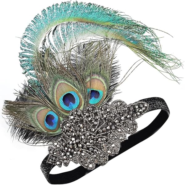 Ceenna 24 Diademas De Los Años 20, Diadema De Plumas Negras