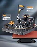 CREWORKS 30x38cm 8-in-1 Swing Away Heat Press 1250W T-Shirt Mug Cap Plate view 4