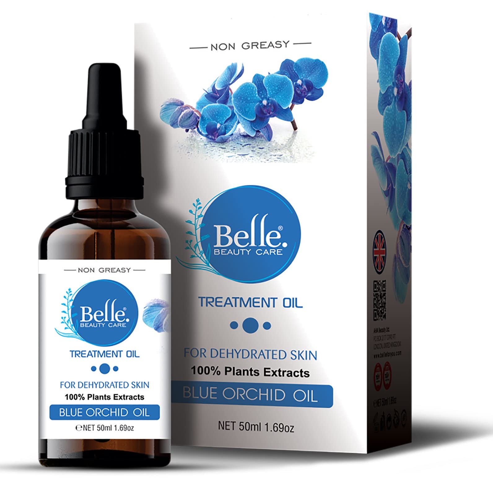 Blue Orchid Oil, Non Greasy Face Oil Treatment Dehydrated Skin Blue Orchid Face Oil Treatment Normal to Dry Skin 50mL1.69oz By BELLE