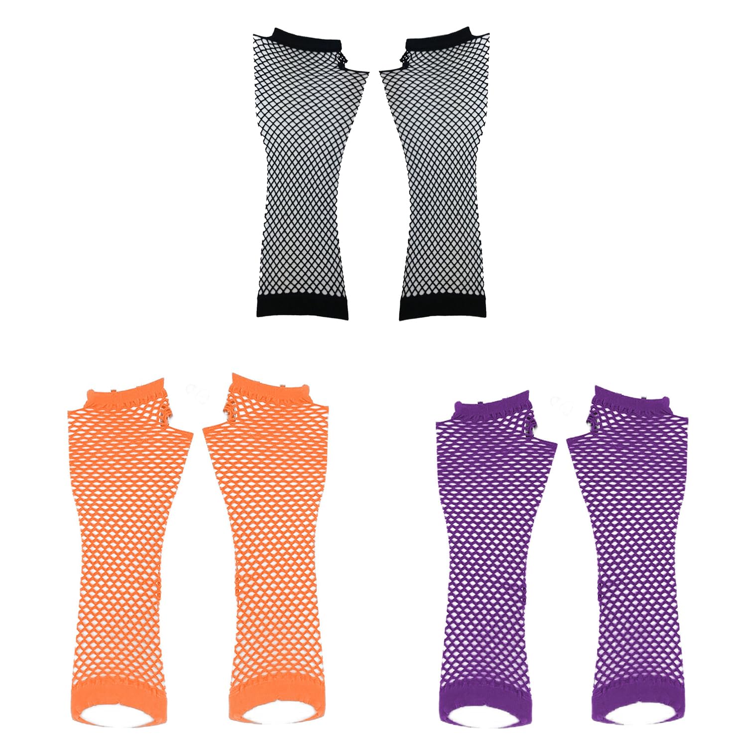 JNAWA 3 Pairs Fishnet Gloves Halloween Party Supplies Half Finger Gloves Role-Playing Costume Suitable for Halloween Party