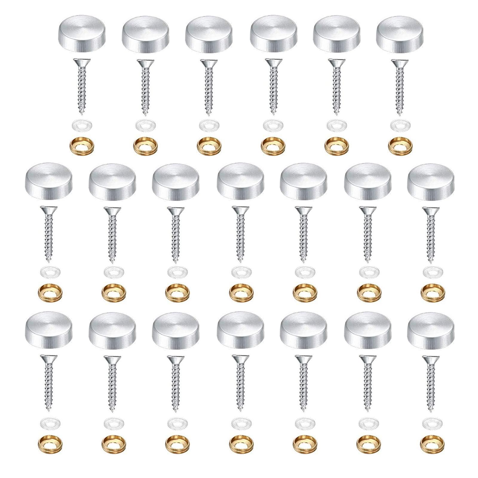 Hicello Ø18 mm (11/16") Screw Cover Cap, 20PCS Stainless Steel Mirror Decorative Screw Caps Silver Mirror Screws Fasteners, for Sign Advertising Hardware Nails Construction -Chrome