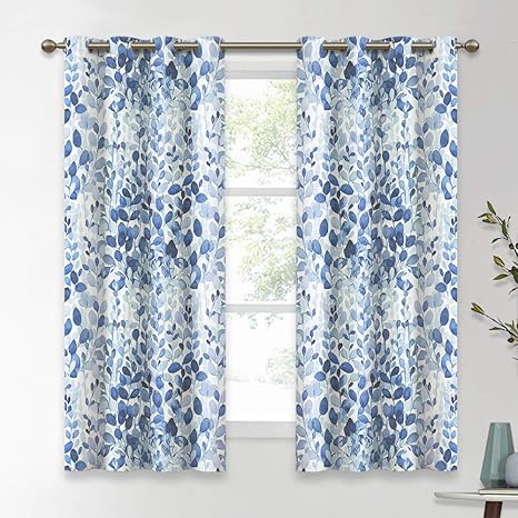 Nicetown Thermal Grommet Watercolor Floral Curtains Country Style