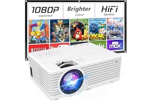 NISOO Mini Video Projector, 1080P Supported, Portable Outdoor Movie Projector, 176" Display Compatible with TV Stick, HDMI, USB, VGA, AV for Home Entertainment