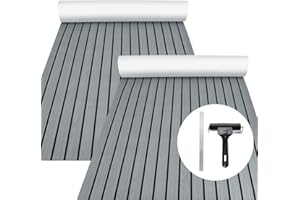 Matalde Boat Flooring EVA Foam Decking Sheet - Upgraded Hi-Strength Adhesive Marine Vinyl Flooring,Non-Slip Faux Teak Sea Dec