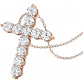 0.50 Carat Cross Pendant Necklace in Lab Grown Diamonds | E-F Color, VS-SI Clarity | 14K White/Yellow/Rose Gold | 20" Chain | Faith-Inspired Elegant Jewelry Gift