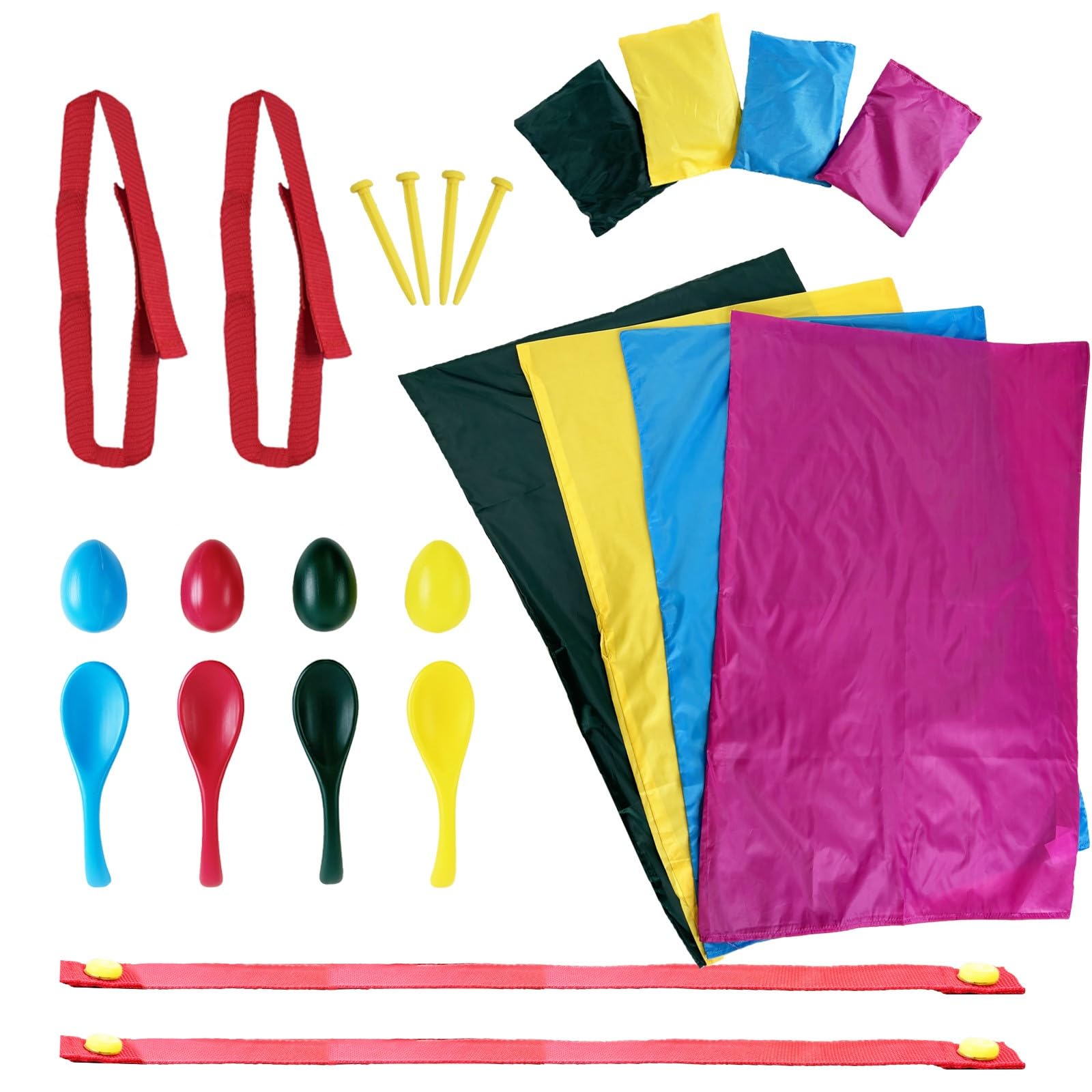 Traditional Garden Games Sports Day Set – Complete Outdoor Activity Kit with Sack Race, Egg & Spoon, Three-Legged Race & More – Fun for Kids, Families & Parties
