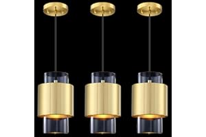 DORAIMY LIGHTING 3 Pack 1 Light Hanging Indoor Kitchen Island Pendant Light 6" Drum Clear Glass Shade Pendant Ceiling Light Fixtures,Brushed Bronze Finish Modern Farmhouse Dinning Over Sink