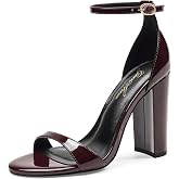 GENSHUO Women's 4-inch Chunky High Heel Sandals with Ankle Strap,Party Wedding Bridal Shoes