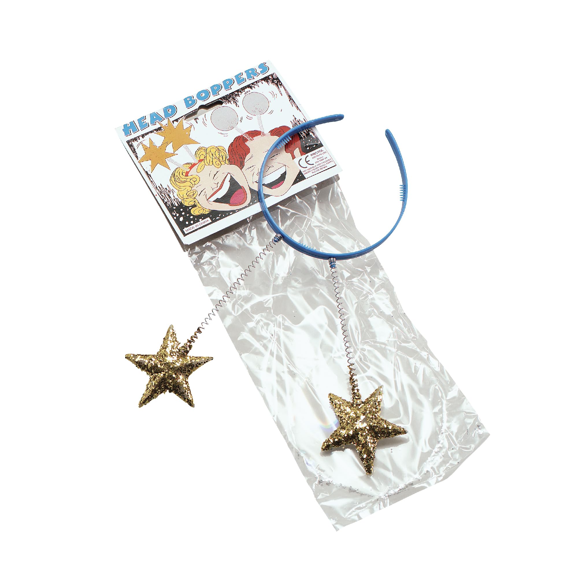 Bristol Novelty GJ275 Head Boppers Gold Stars Costume Accessory, Unisex-Adult, Multi-Colour, One Size Halloween Halloween