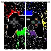 DGESTE Boys Games Blackout Curtain Red Gaming Window Curtain for Bedroom Game Gamepad Room Darkening Window Curtain for Kids Girls Teens Hipster Gamer Blackout Drapes,42 X 63 Inch