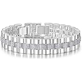 Kose Cuban Link Bracelet for Men Women | 14K Gold/White Gold Plated Chain Wrist Bracelets Pave Cubiz Zriconia,7.5 inch Length