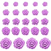 uxcell 60 Pcs Light Purple Resin Rose Flower Beads, 5 Size Flatback Flower Charm Opaque Carve Rose Beads No Hole for DIY Jewelry Making Nails Sunglasses Hair Clip (Small Size)