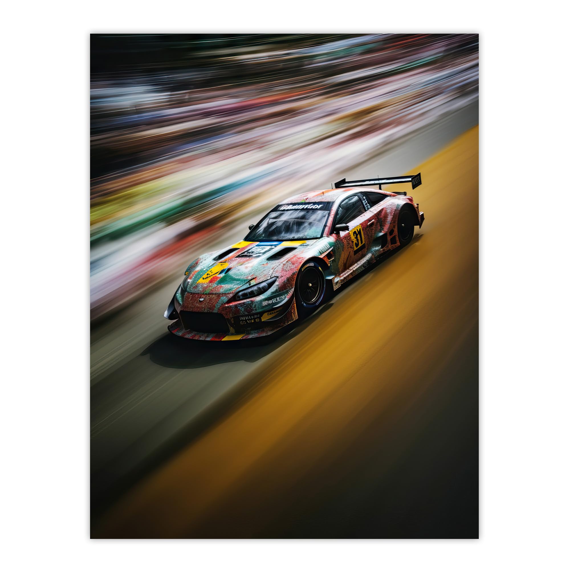 Artery8 Motorsport Sports Car Racing Motion Blur Speed Artwork Extra Large XL Wall Art Poster Print
