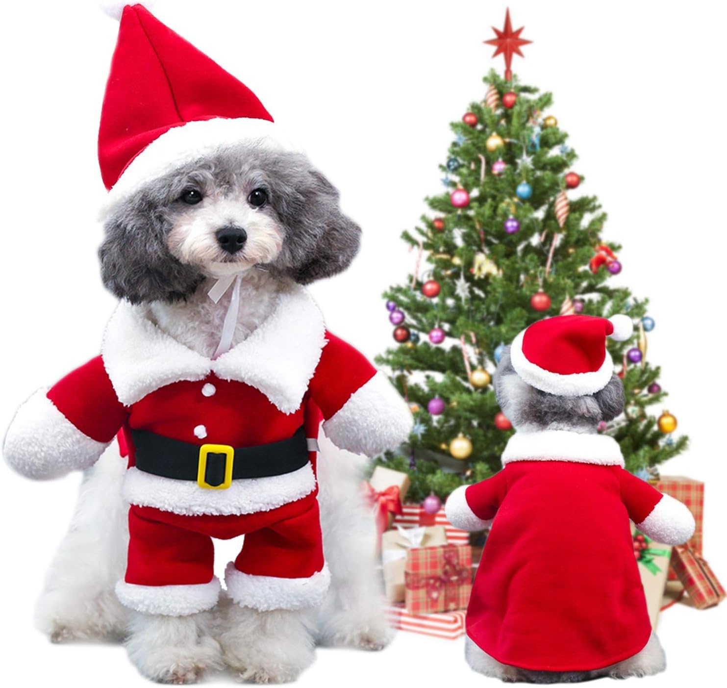 Irayin Pet Clothes Dog Cat Christmas Suit Cloak - Santa Claus(M) Christmas Costume