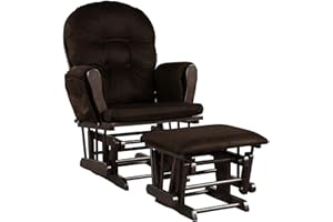 DORTALA Baby Glider Rocker with Ottoman, Multi-Position Glider with Cleanable Upholstered, Smooth Rocking Motion, Nursery Glider & Ottoman Sets for Nursing Baby, Reading, Brown