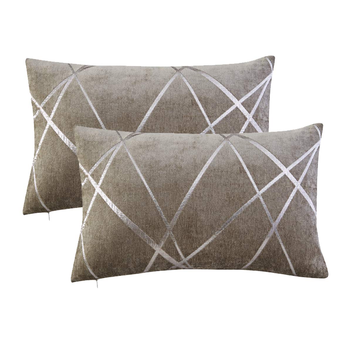 GIGIZAZA Cushion Covers 30 x 50 cm Brown Square Small Chenille Decorative 12 x 20 Inch Pillowcases for Sofa Bedroom Living room Set of 2 — image 1