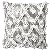 Lush Decor Adelyn Decorative Throw Pillow Cover, 20" W x 20" L, Gray - Square Pillow - Gray Diamond Pillow - Textured Pillows - Hygge Decor - Farmhouse Throw Pillows For Bed, Couch, Or Chair