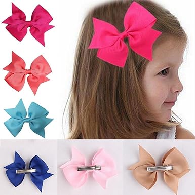 Amazon Com Fanala Girls Ribbon Bow Hair Clip Kids Alligator Clips